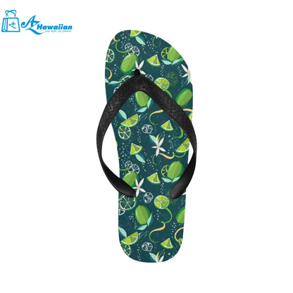 Lime ice flower pattern Unisex Flip Flops