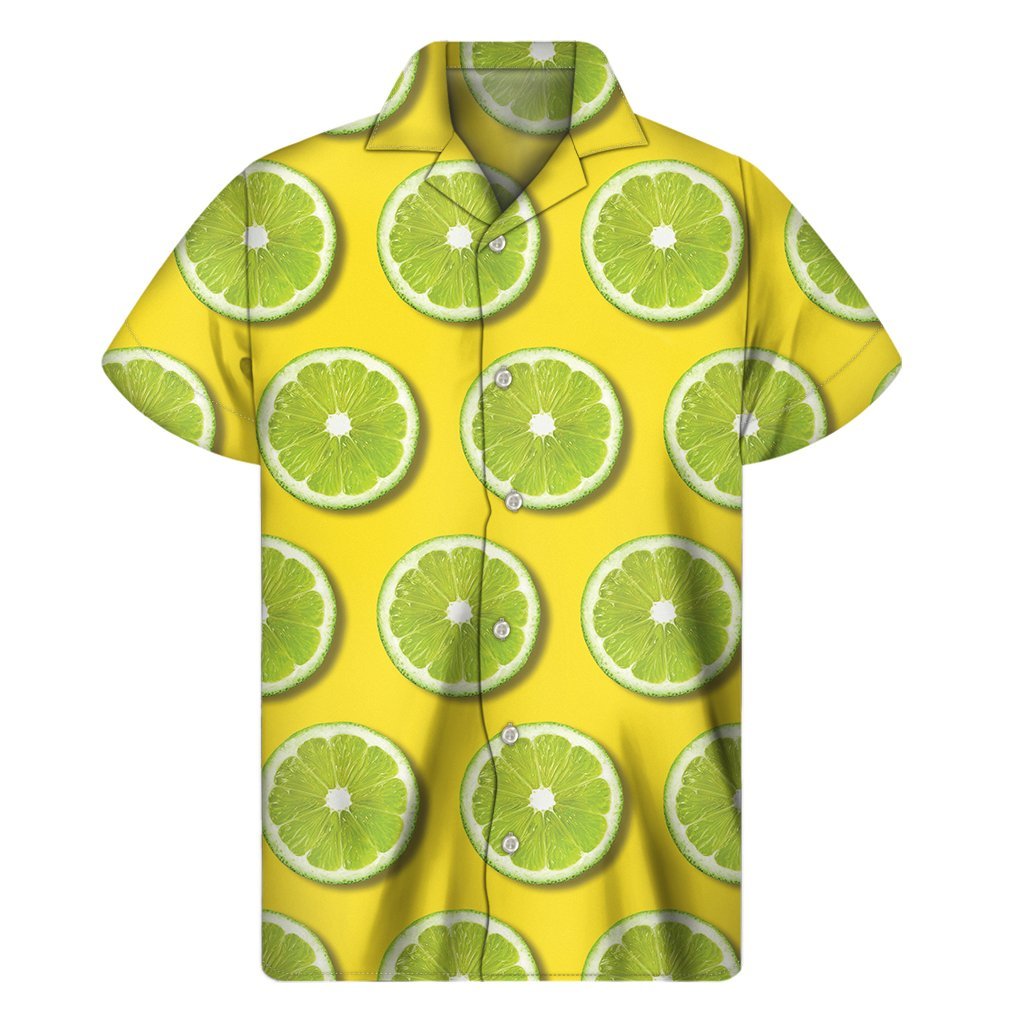 Lime Slices Pattern Print Mens Short Sleeve Shirt Hawaiian