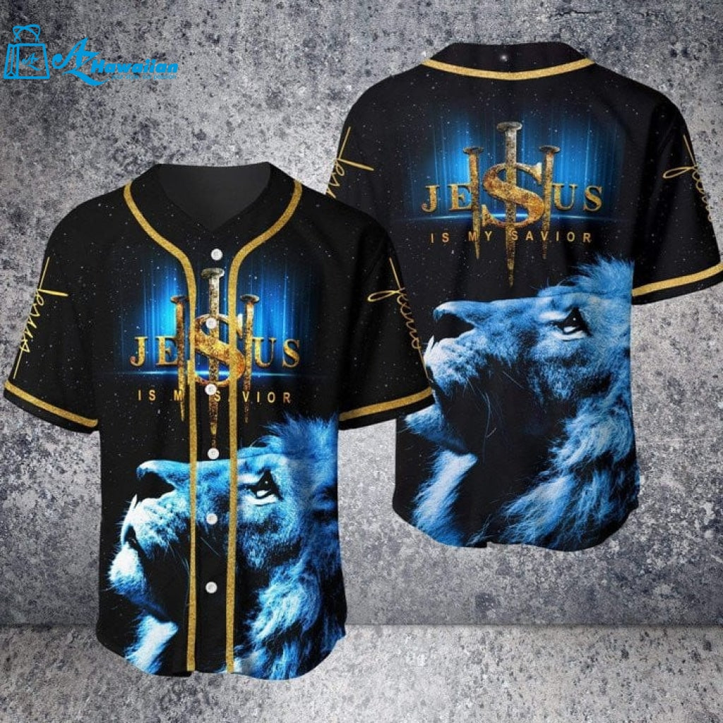 Lion Jesus Is My Savior All Over Print 3D Unisex Baseball Jersey 