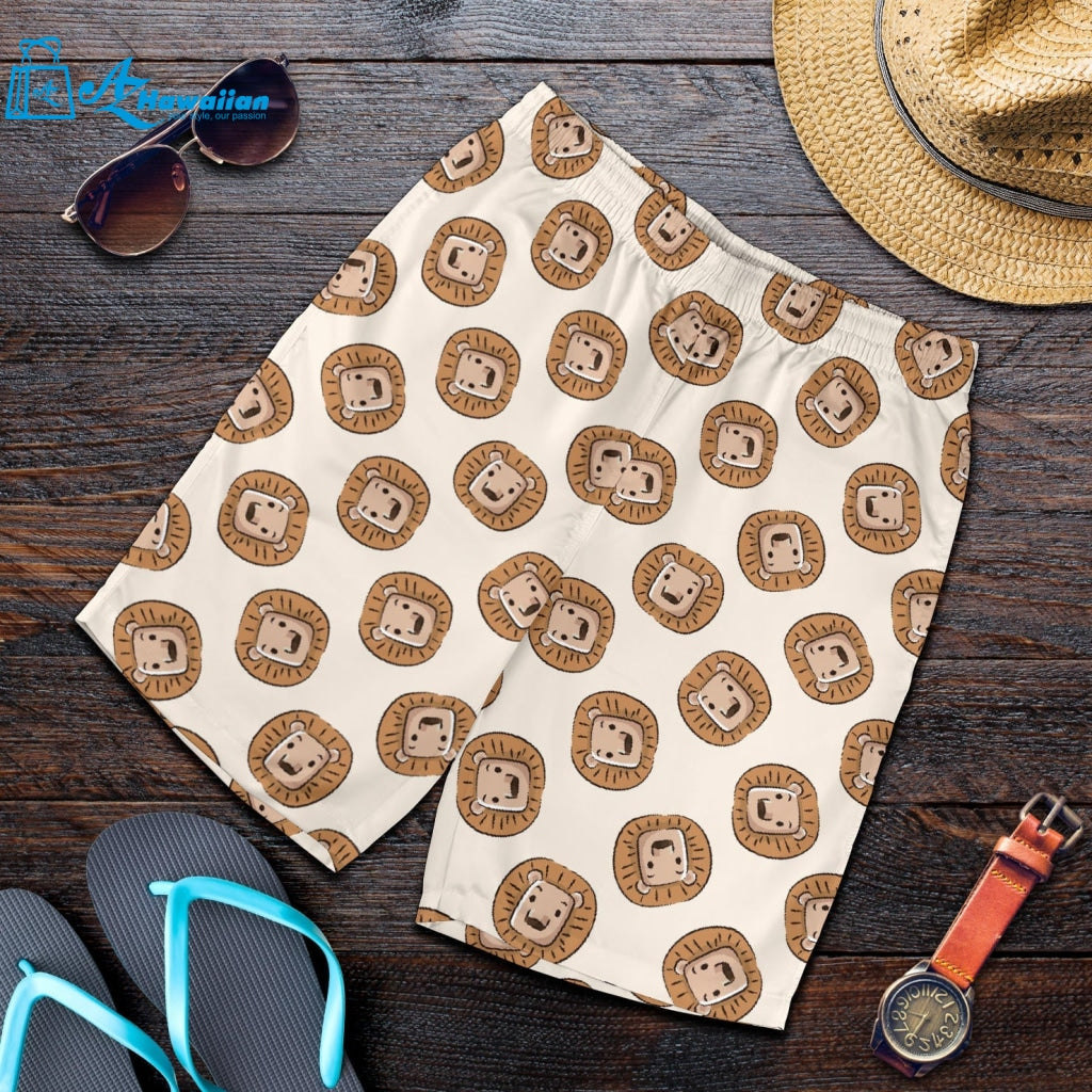 Lion Pattern Print Design 01 Men Shorts