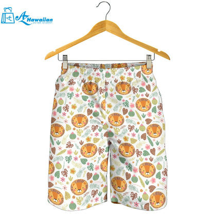 Lion Pattern Print Design 04 Men Shorts