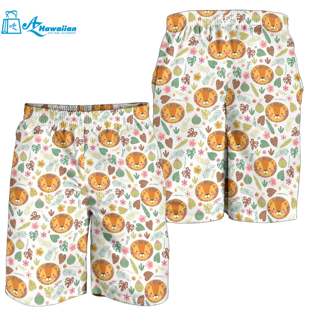 Lion Pattern Print Design 04 Men Shorts