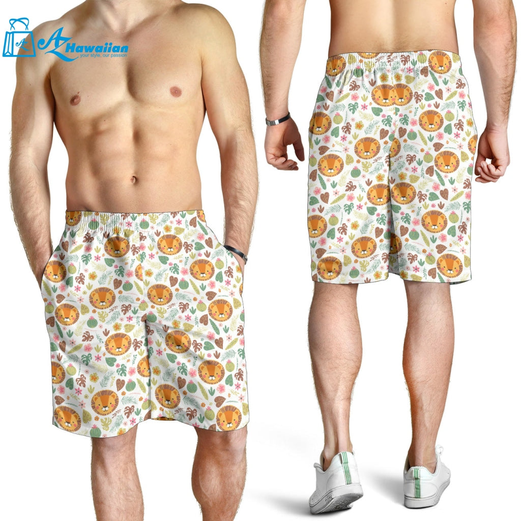 Lion Pattern Print Design 04 Men Shorts