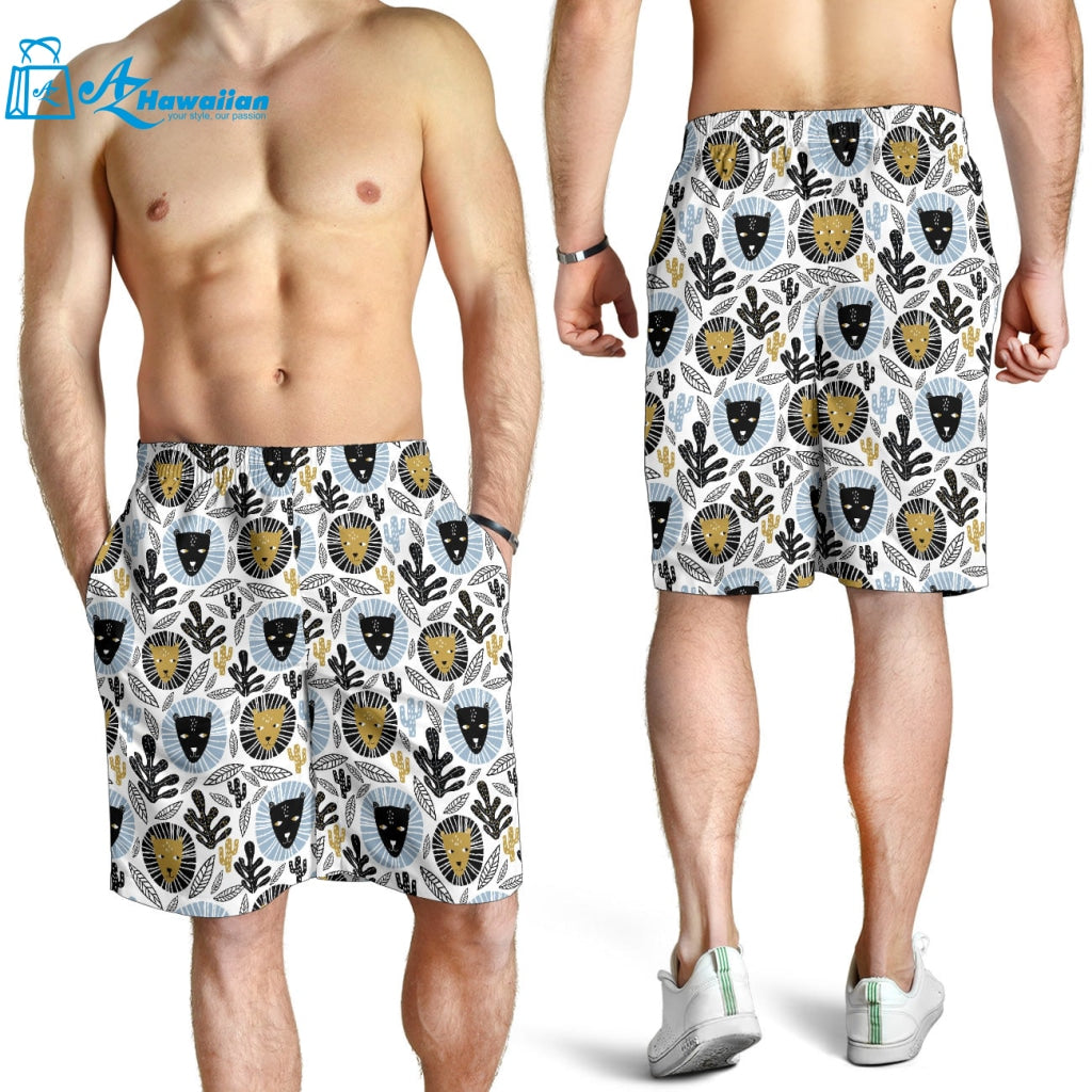 Lion Pattern Print Design 05 Men Shorts