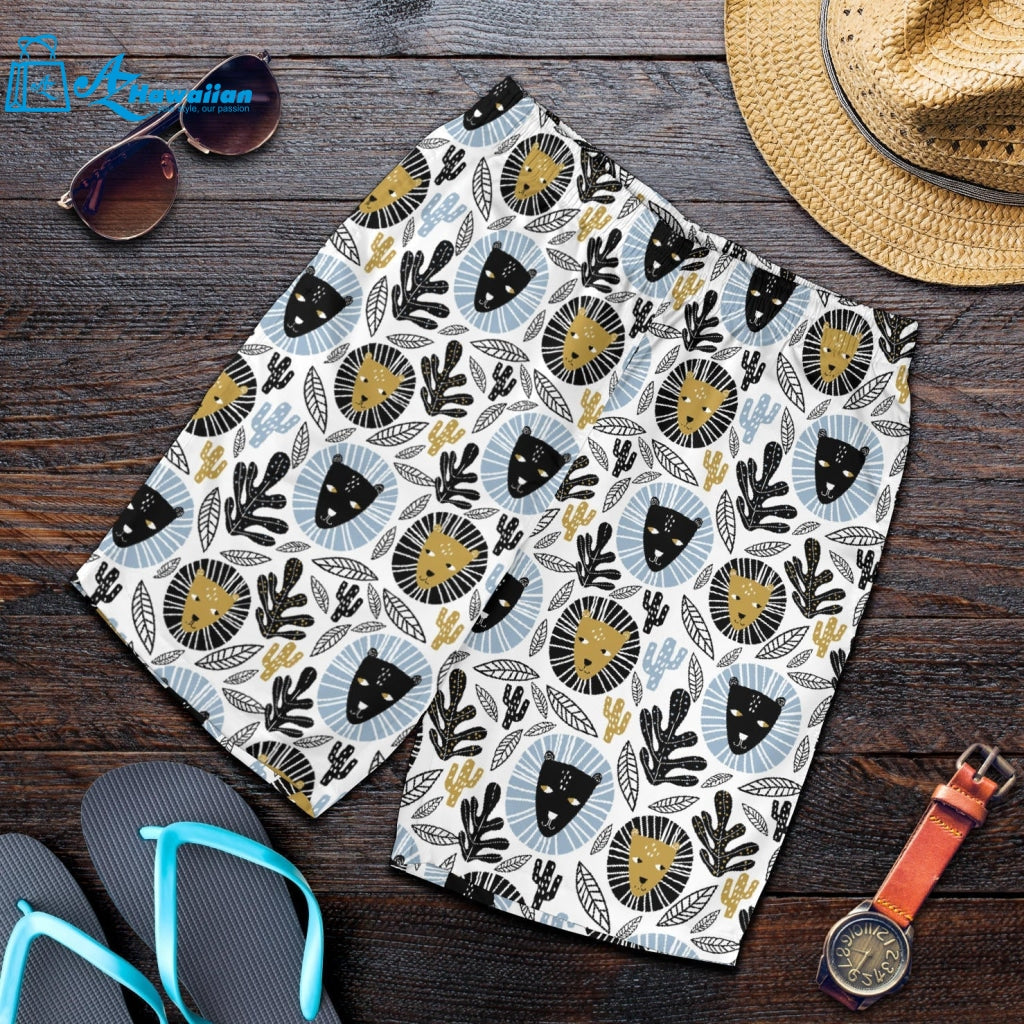 Lion Pattern Print Design 05 Men Shorts