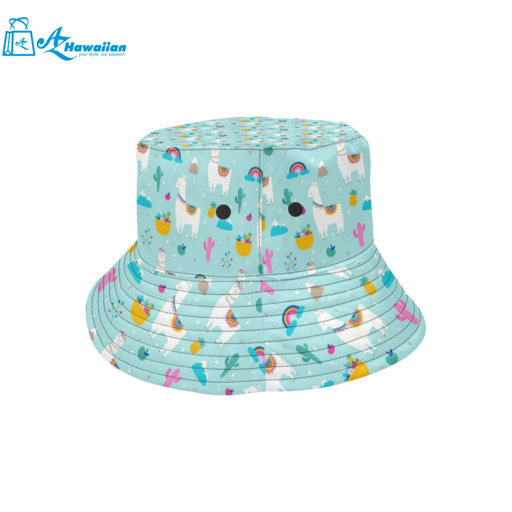 Llama alpaca cactus leaves pattern Unisex Bucket Hat