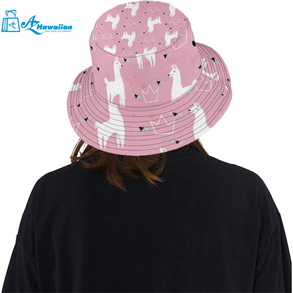 Llama Alpaca pink background Unisex Bucket Hat