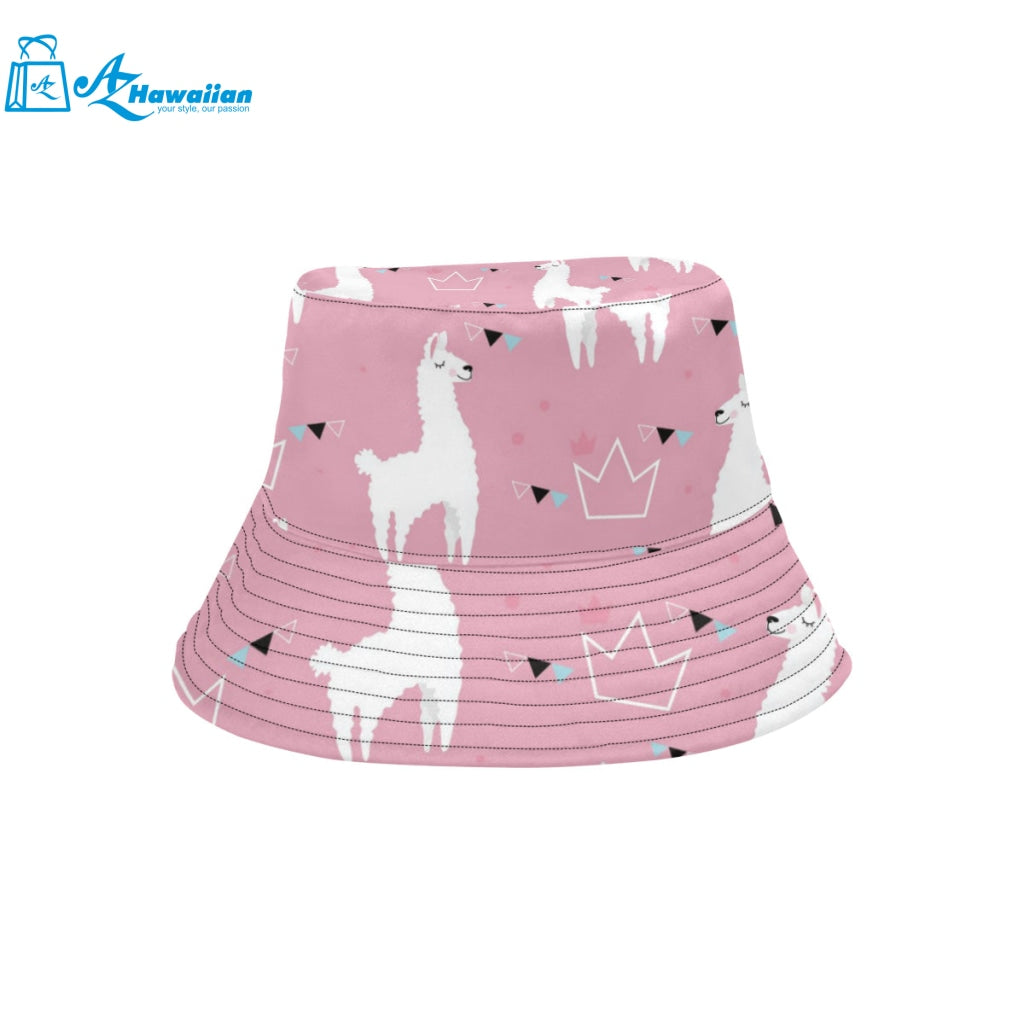 Llama Alpaca pink background Unisex Bucket Hat