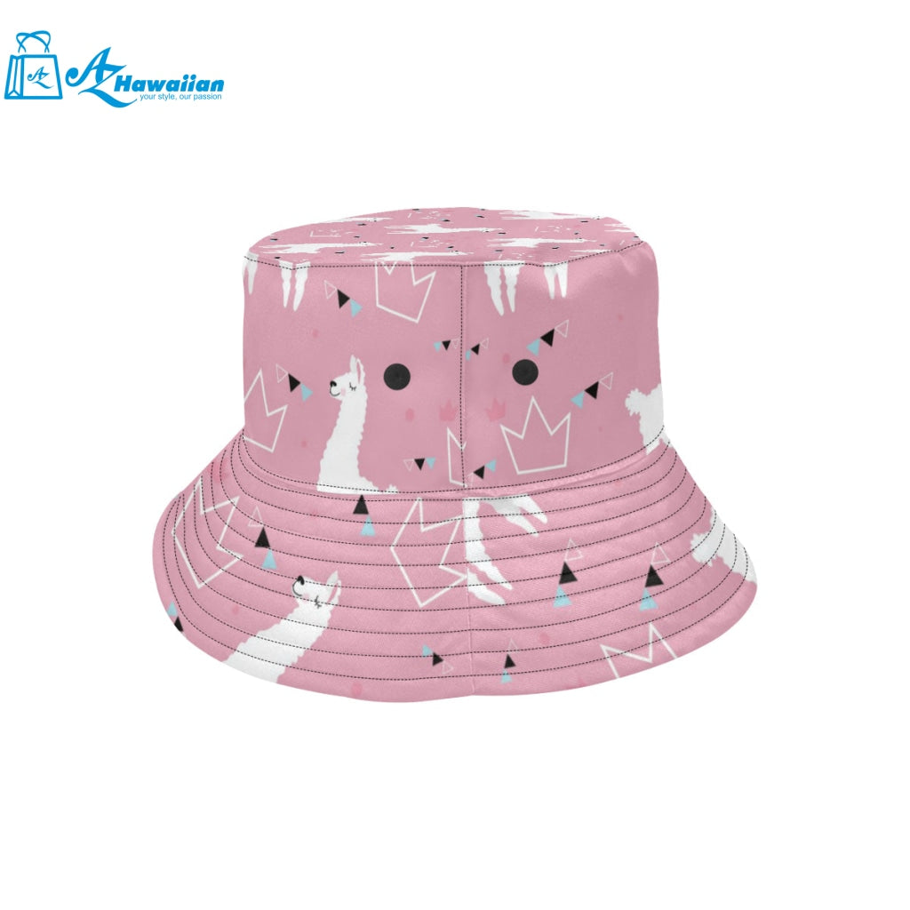 Llama Alpaca pink background Unisex Bucket Hat