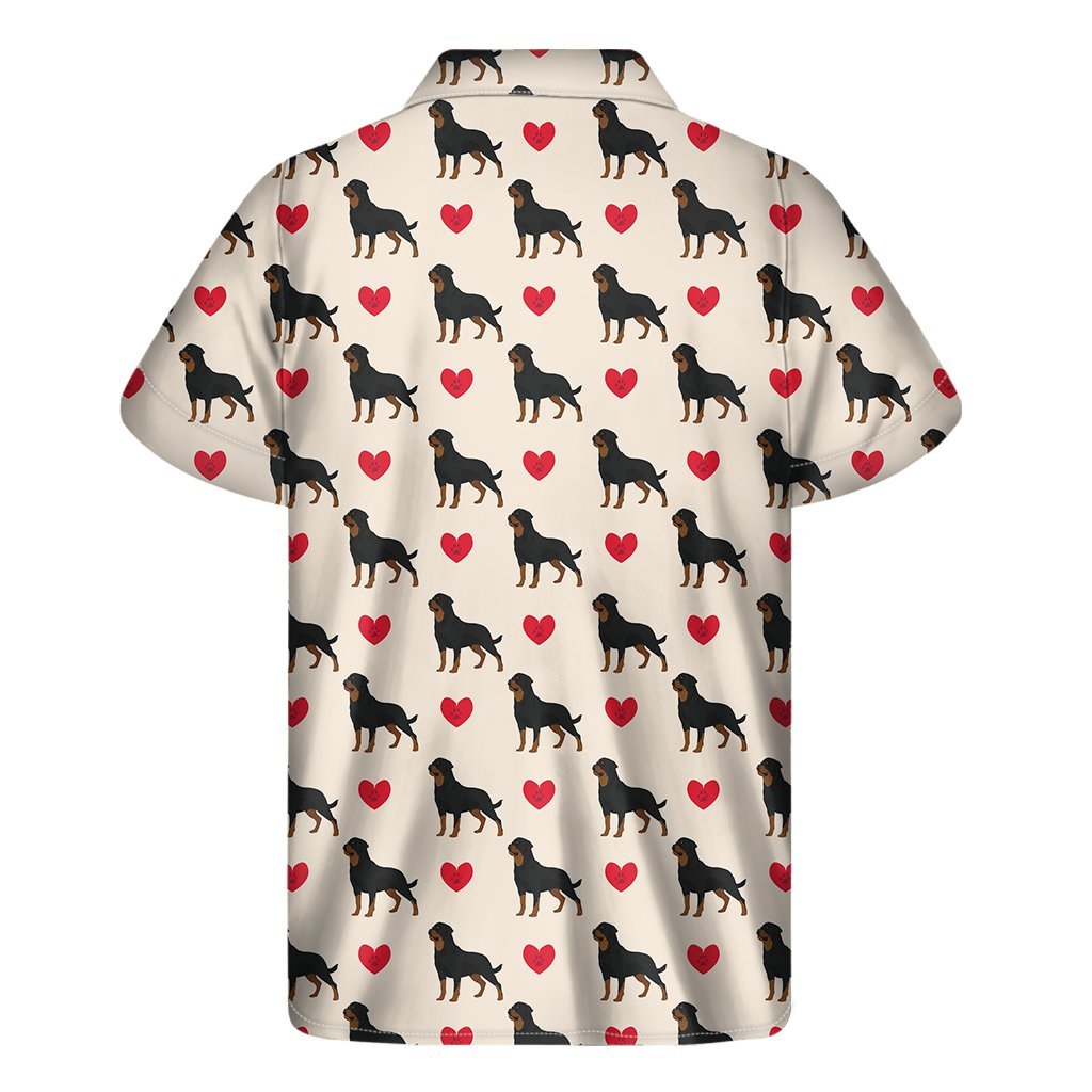 Love Rottweiler Pattern Print Mens Short Sleeve Shirt Hawaiian