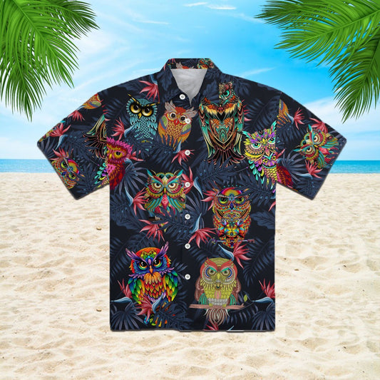 OragonTee Owl Hippie Hawaiian Shirt | For Men & Women | Adult | HW4509