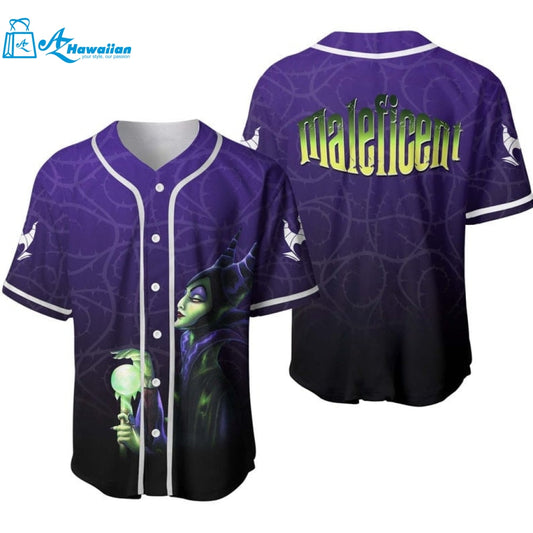 Maleficent All Over Print Baseball Jersey - Ombre Purple Black