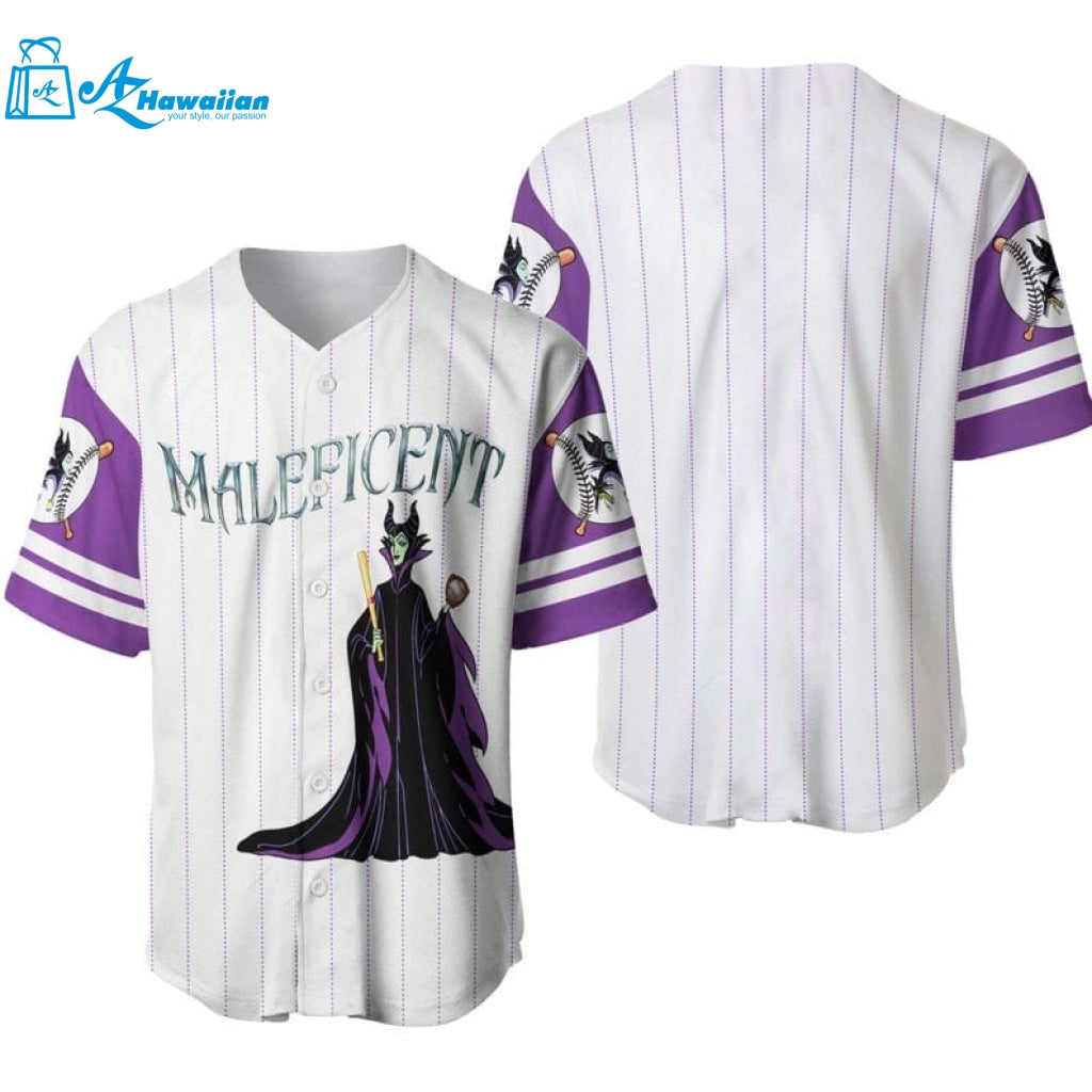 Maleficent All Over Print Pinstripe Baseball Jersey 