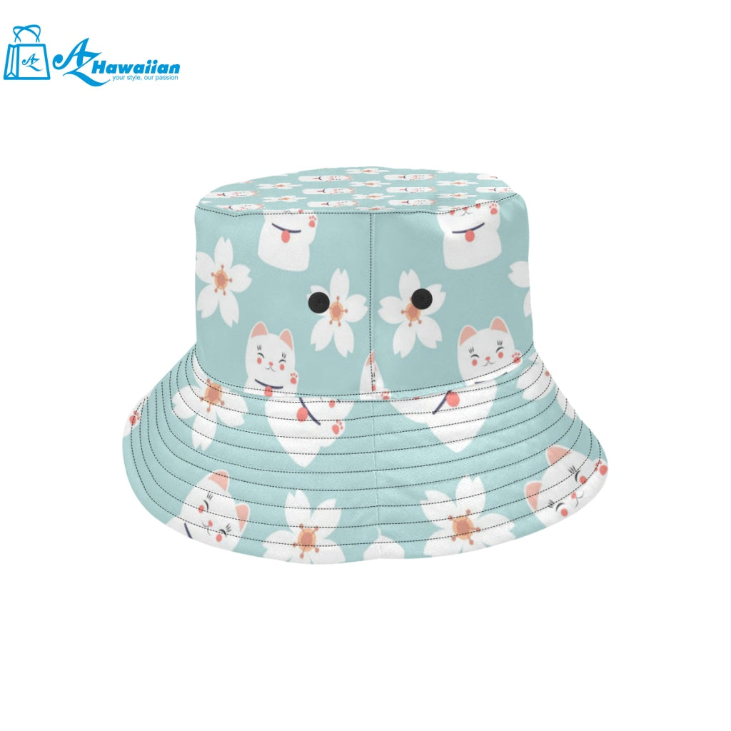 Maneki neko cat sakura Unisex Bucket Hat