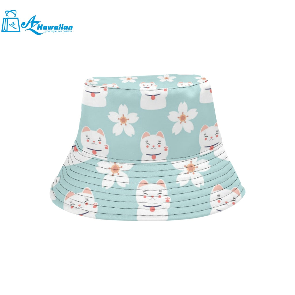 Maneki neko cat sakura Unisex Bucket Hat