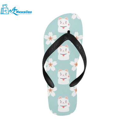 Maneki neko cat sakura Unisex Flip Flops