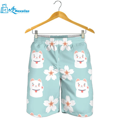 Maneki Neko Lucky Cat Sakura Men Shorts