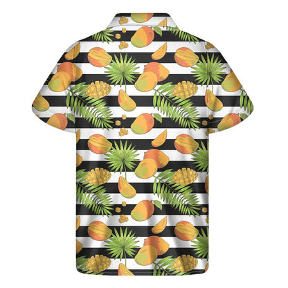 Mango Fruit Striped Pattern Print Mens Short Sleeve Shirt Hawaiian