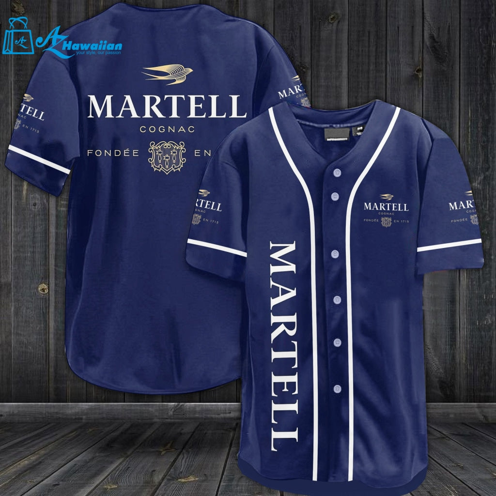 Martell Cognac All Over Print Unisex Baseball Jersey - Navy