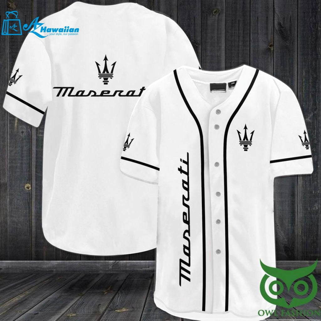 MASERATI Black and White Baseball Jersey Shirt