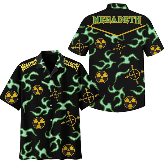 Megadeth Band Hawaiian Graphic Print Short Sleeve 