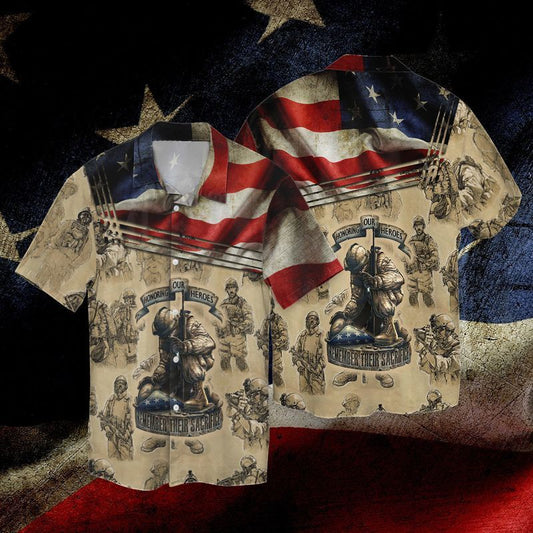 Memorial Day 4th Of July Independence Day Honoring Our Heroes Remember Their Sacrifice Graphic Print Short Sleeve 