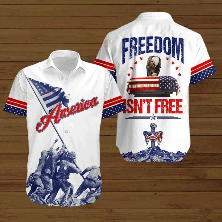 Memorial Day American Flag Freedom Isn't Free Graphic Print Short Sleeve 