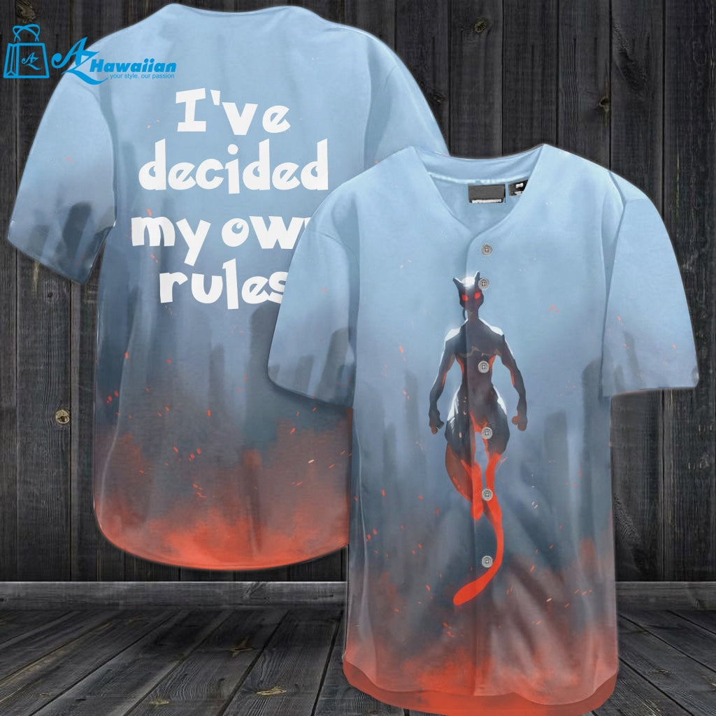 Mewtwo I've Decided My Own Rules All Over Print 3D Baseball Jersey