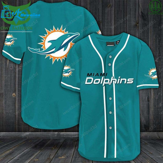 Miami Dolphins Baseball Jersey Shirt