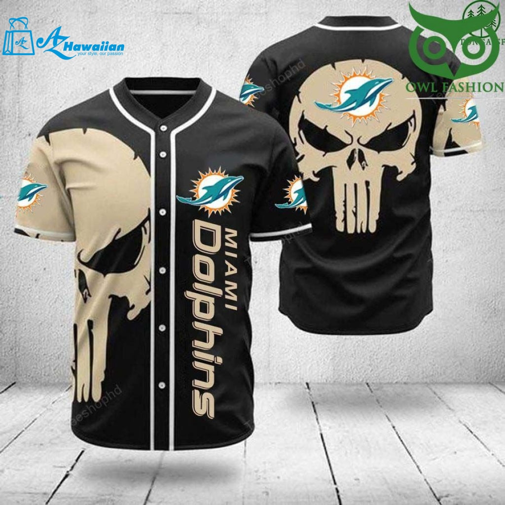 Miami Dolphins skull baseball Jersey shirt