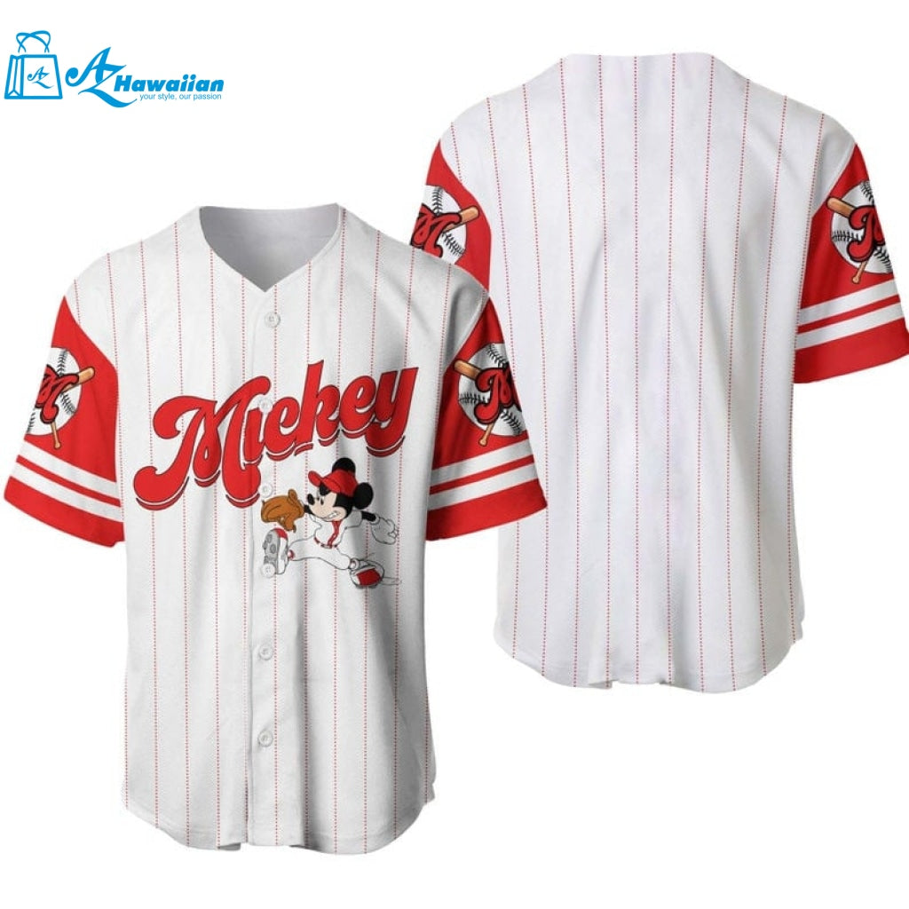 Mickey Mouse All Over Print Pinstripe Baseball Jersey 