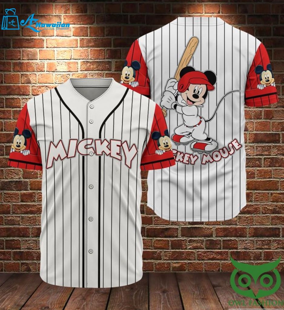 Mickey Mouse Red and White Baseball Jersey Shirt