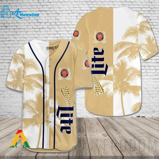 Miller Lite Tropical Coconut Trees Baseball Jersey