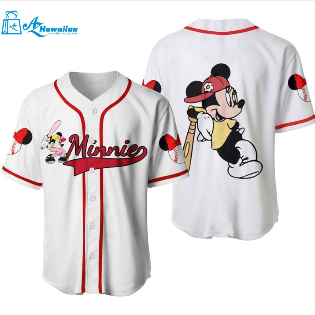 Minnie Mouse Disney Cartoon Graphics All Over Print Unisex Baseball Jersey 