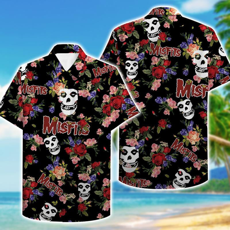 Misfits Music Band Hawaiian Graphic Print Short Sleeve 