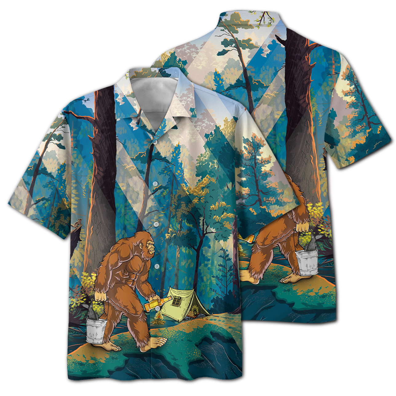 America - Bigfoot Go To Camping 103 Style Hawaii Shirt Hawaiian Shirt