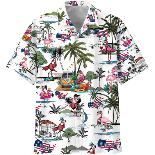 America - Flamingo Style Hawaiian Shirt | For Men & Women | Adult | HW7226