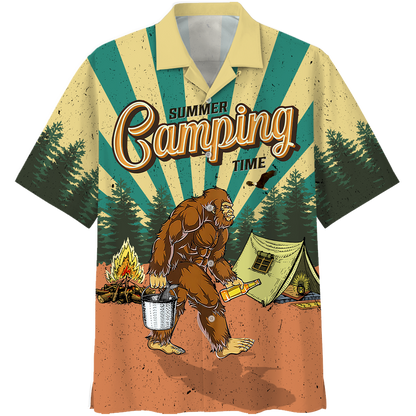 America - Bigfoot Go To Camping 2 Style Hawaii Shirt Hawaiian Shirt