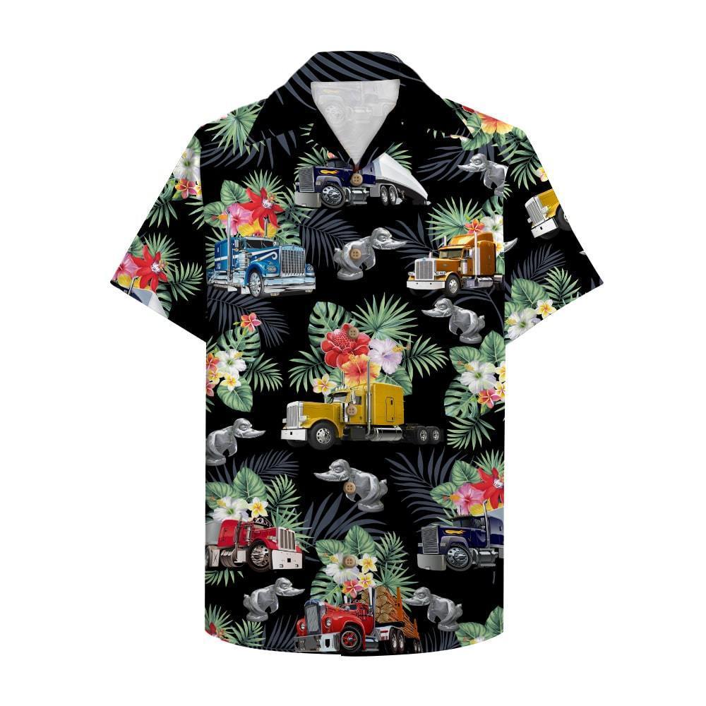 Trucker Semitruck Pattern Hawaii Shirt Hawaiian