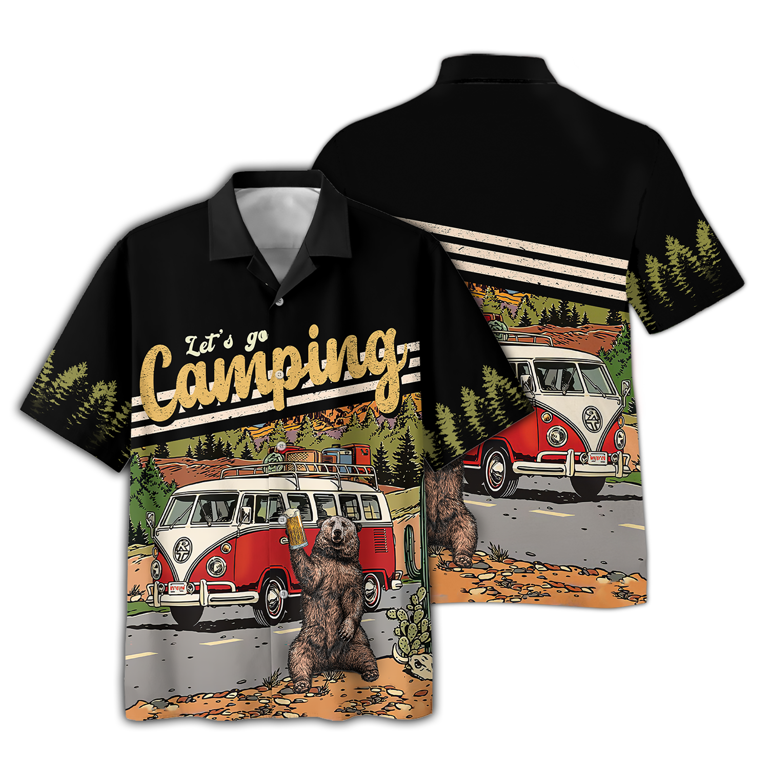 America - Lets Go Camping Style Hawaii Shirt Hawaiian Shirt