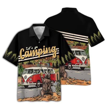 America - Lets Go Camping Style Hawaii Shirt Hawaiian Shirt