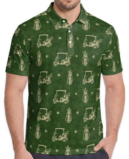 Vintage Golf Pattern Polo Shirt for Men, Classic Sports Style | Azhawaiian