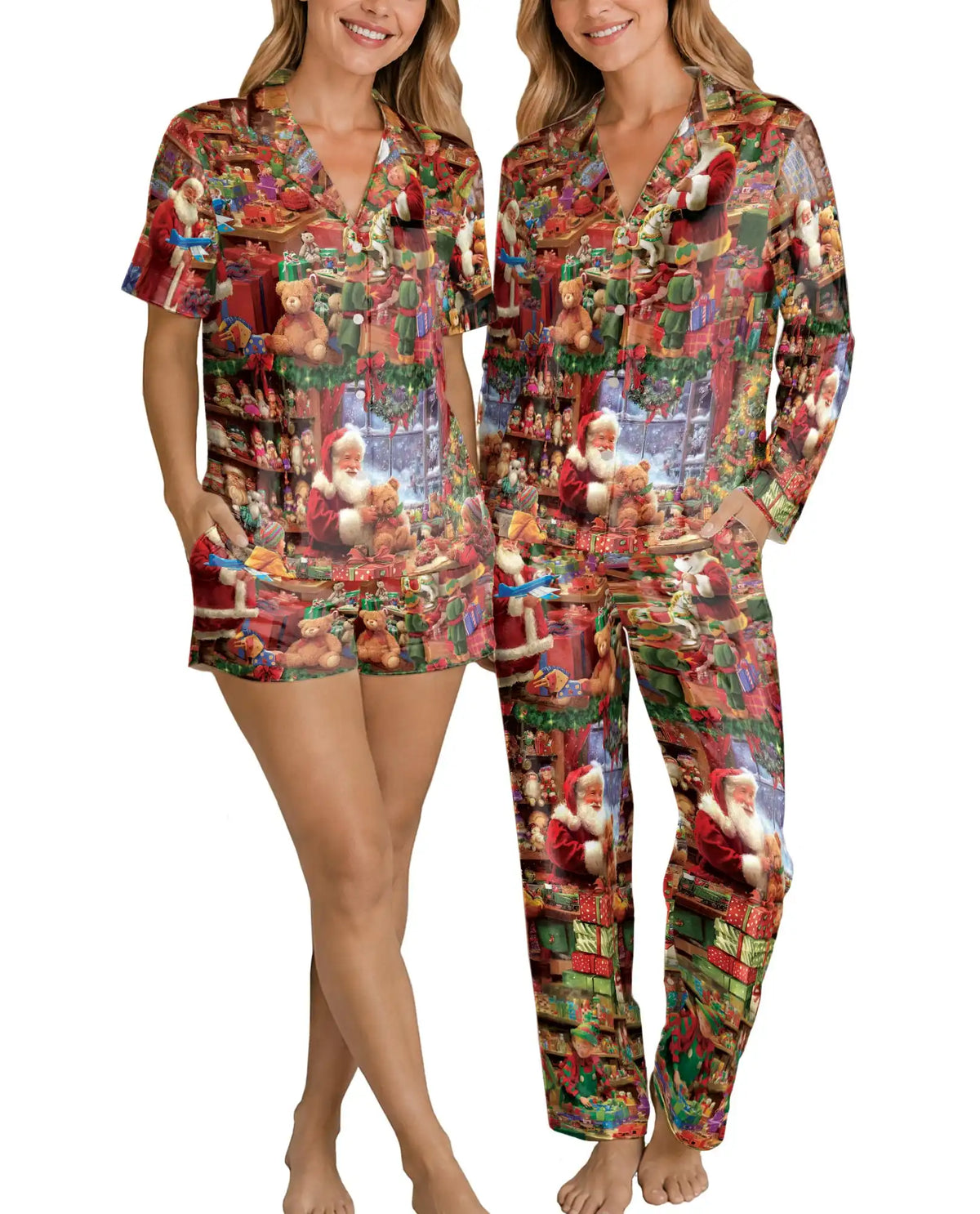 Santa's Christmas Workshop Pajama Set for Women – Toy Shop Print