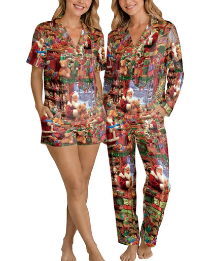 Santa's Christmas Workshop Pajama Set for Women – Toy Shop Print