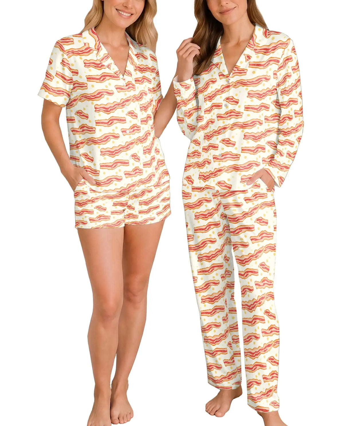 Bacon Pajama Set for Women – Funny Crispy Bacon Strips Print