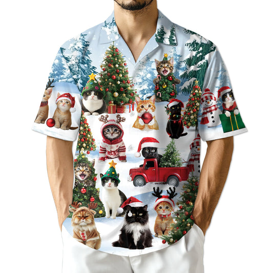 Tropical Skiing Hawaiian Shirt for Men, Button Down Aloha Shirt - Azhawaiian