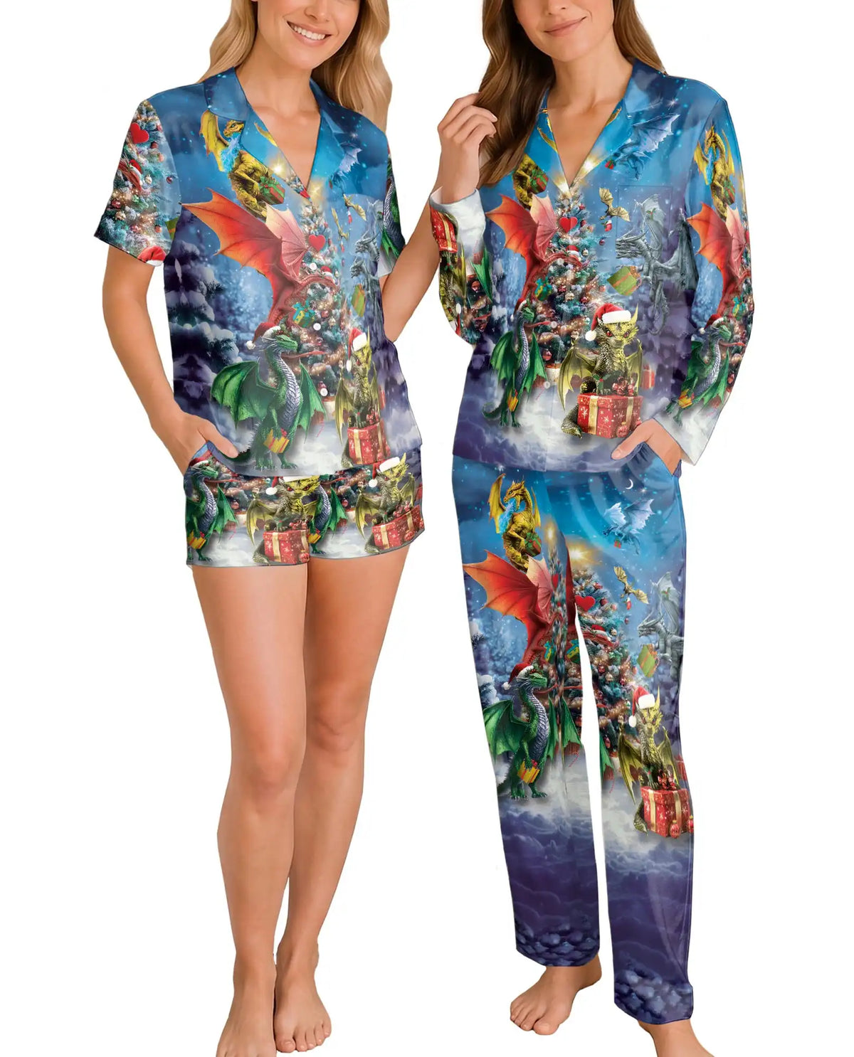 Christmas Dragon Pajama Set for Women – Fantasy Holiday Print