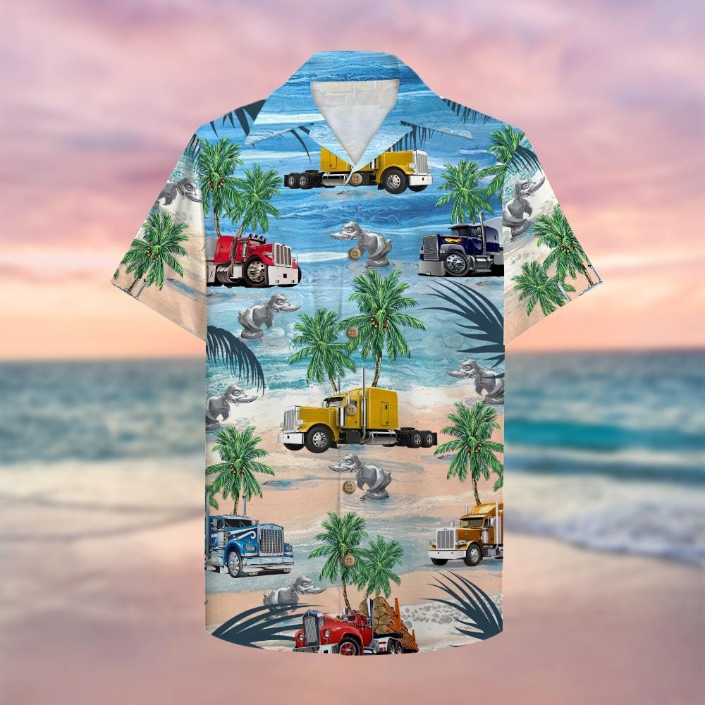 Trucker Semitruck Hawaii Shirt Hawaiian