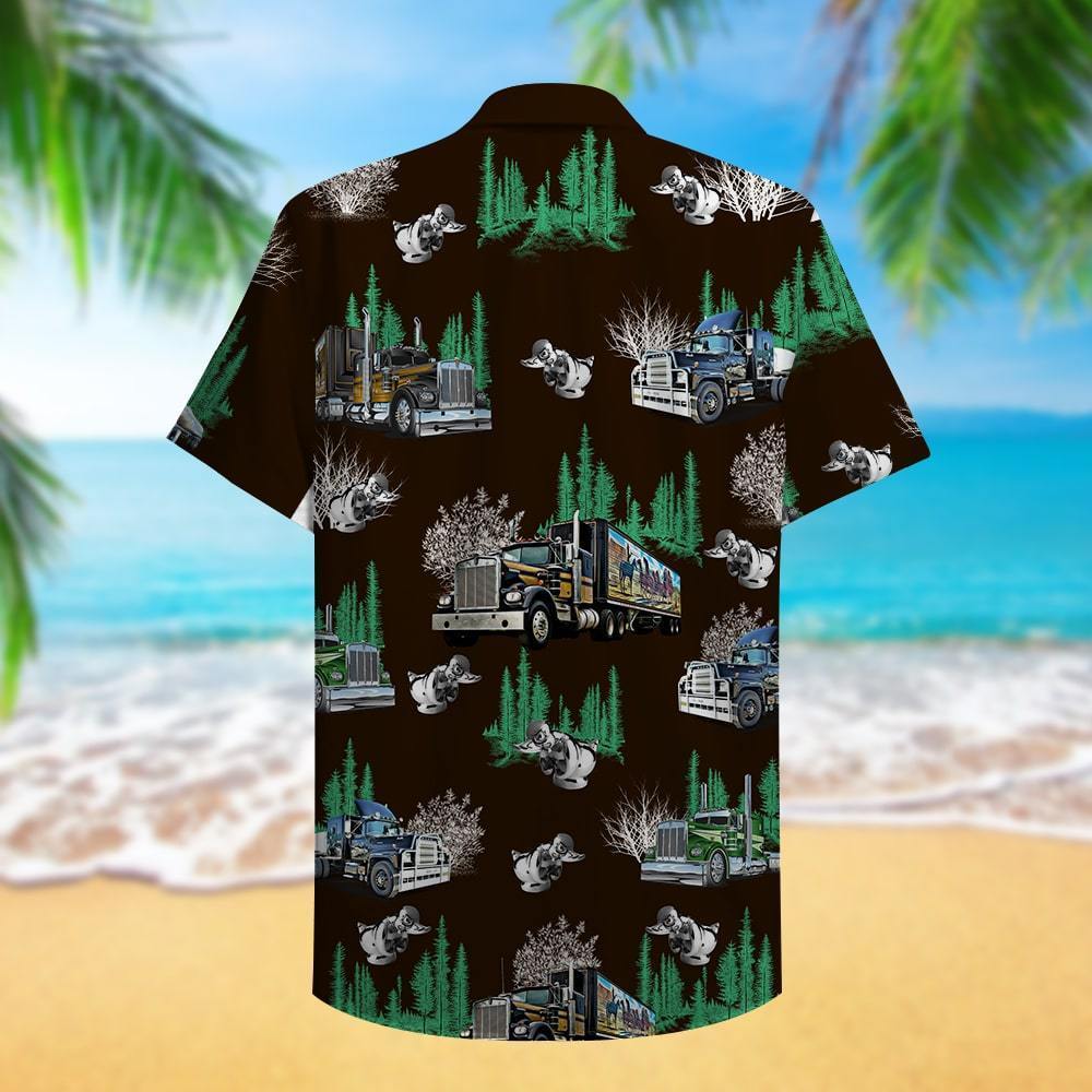 Trucker Hawaii Shirt With Semitruck Pattern Hawaiian