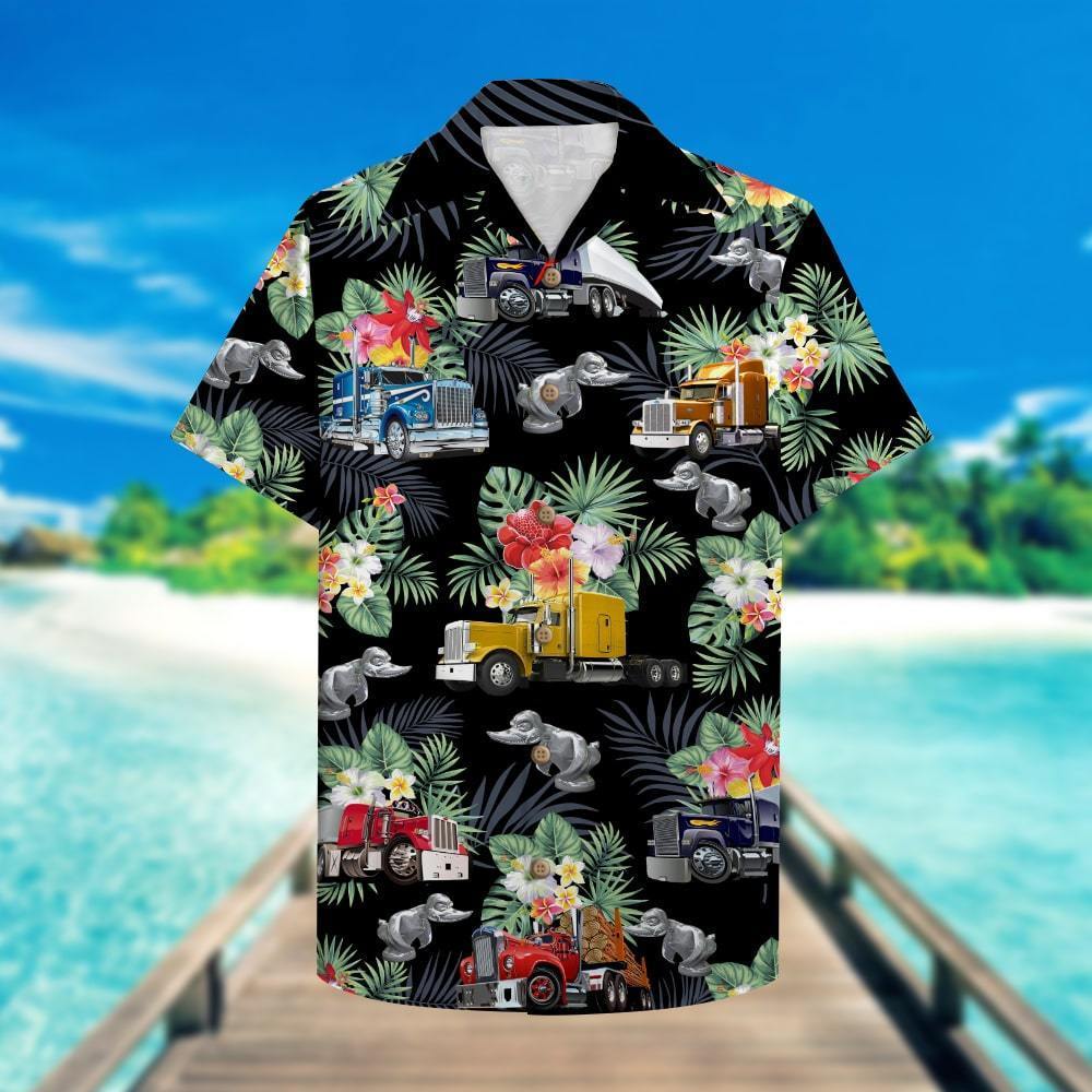 Trucker Semitruck Pattern Hawaii Shirt Hawaiian